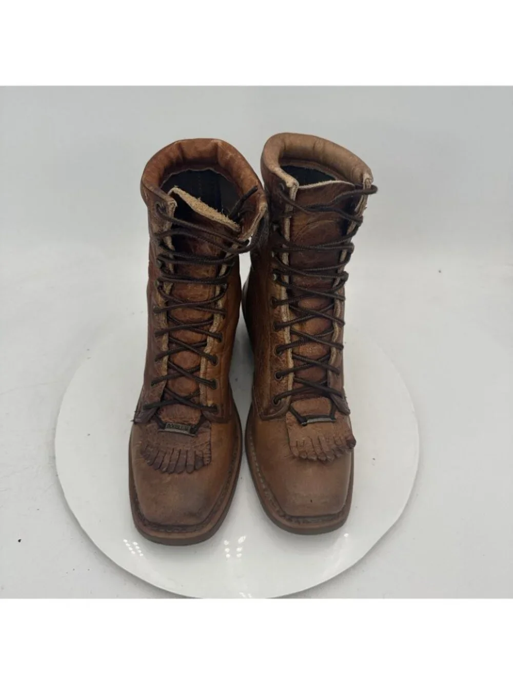 Double H Lacer Men Size 7.5M Brown Leather Kiltie Western Rodeo Cowboy Boot